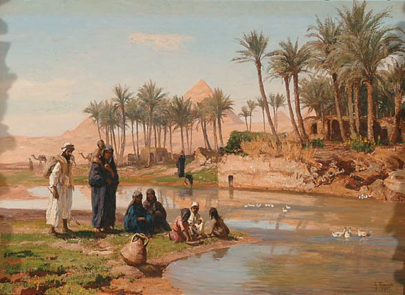 Palmenhain, Cairo, vintage artwork by Georg Macco, 12x8" (A4) Poster