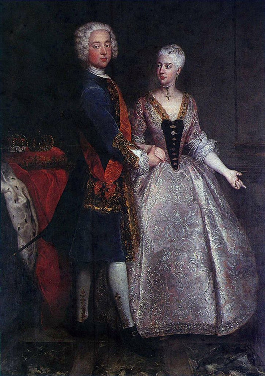 Charles William Frederick, Margrave of Brandenburg-Ansbach, and Princess Friederike Luise of Prussia, vintage artwork by Antoine Pesne, 12x8" (A4) Poster