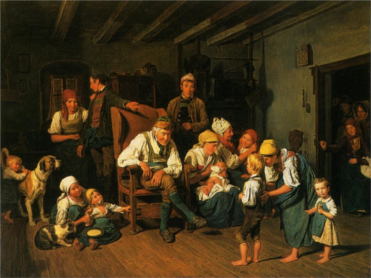 Grandfather's Birthday, vintage artwork by Ferdinand Georg Waldmüller, A3 (16x12") Poster Print