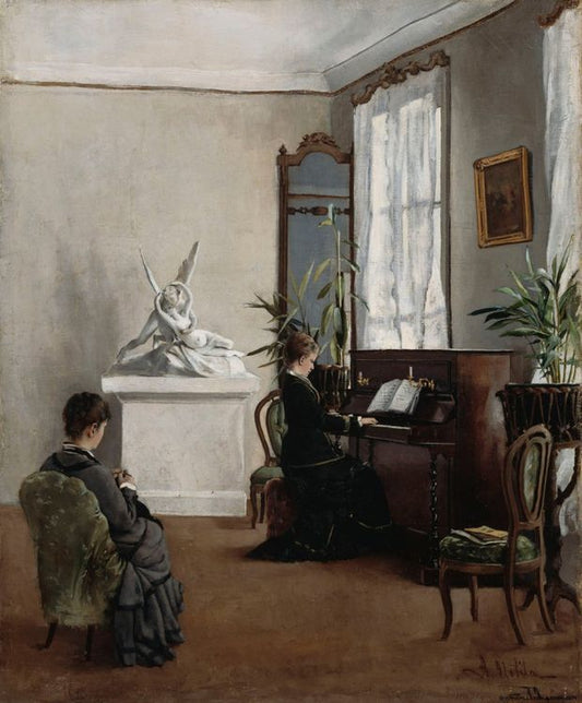 Interior from a Musical Home, vintage artwork by Aukusti Uotila, 12x8" (A4) Poster