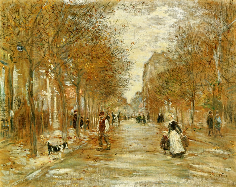 Boulevard in Asnieres, vintage artwork by Jean-François Raffaëlli, 12x8" (A4) Poster