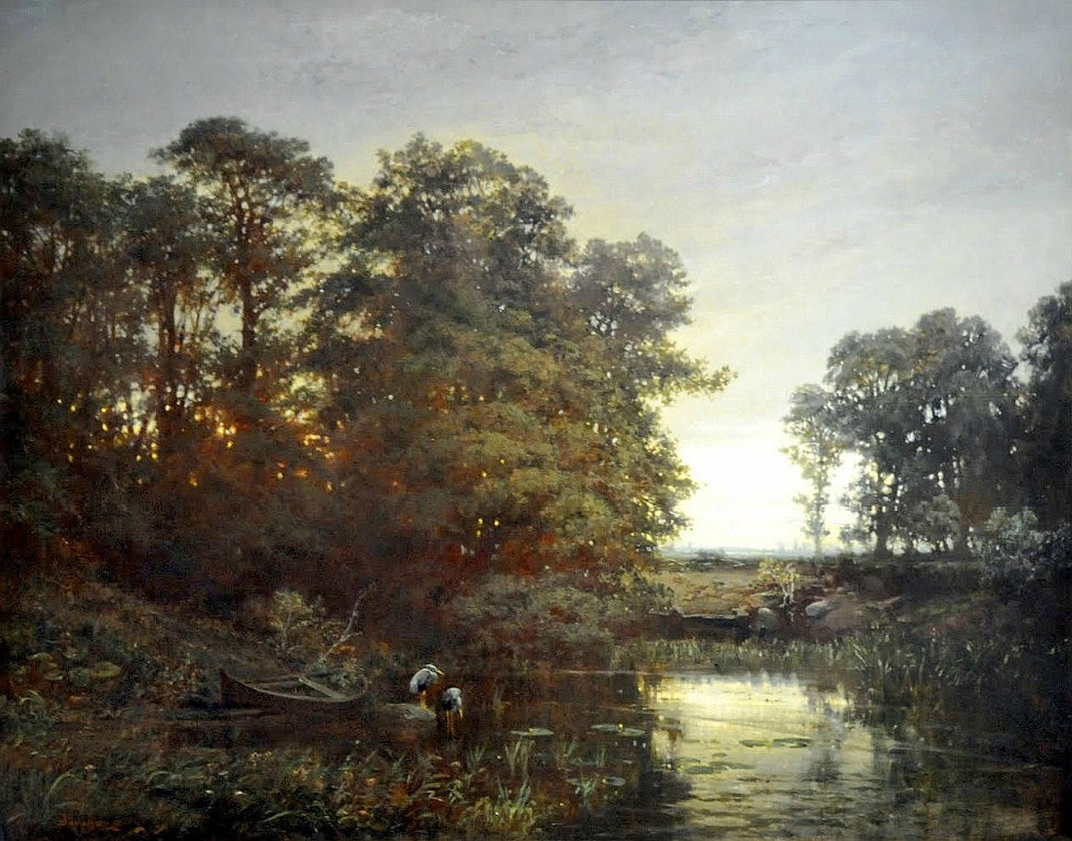 Herons by  a Pond, vintage artwork by Charles-François Daubigny, A3 (16x12") Poster Print