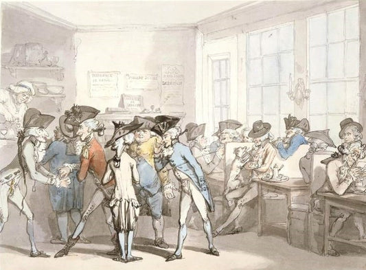 A French Coffee-House, vintage artwork by Thomas Rowlandson, 12x8" (A4) Poster