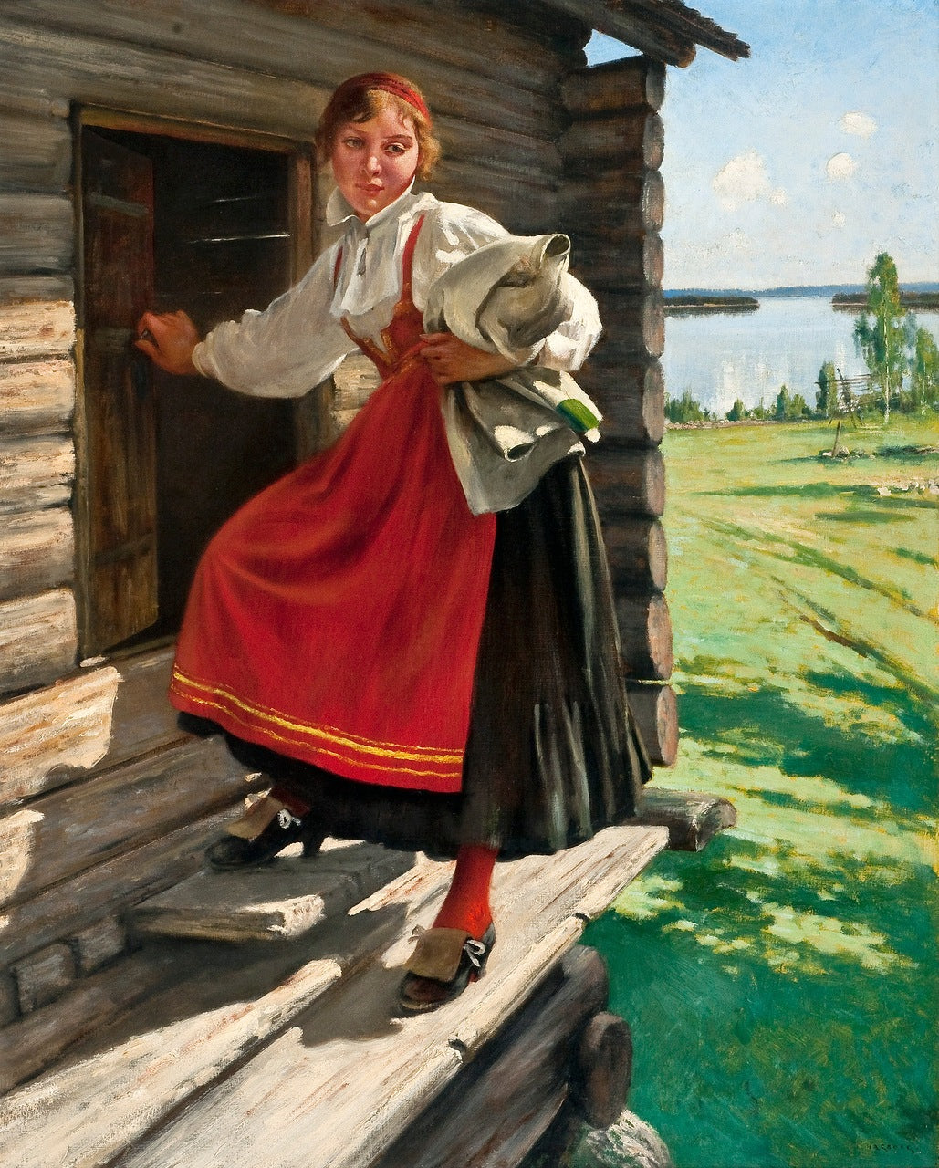 Girl in a Moran Costume by August Wilhelm Nikolaus Hagborg,A3(16x12")Poster