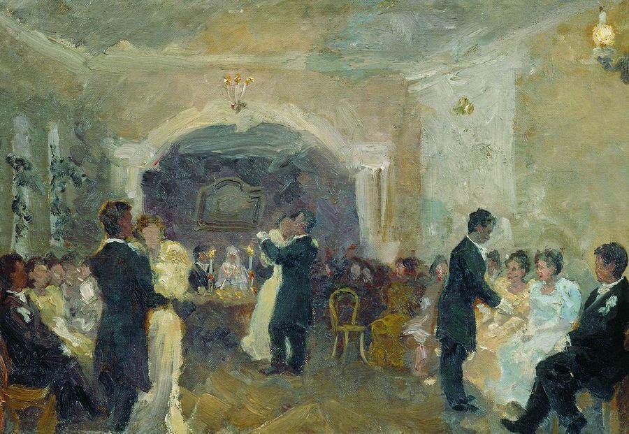 At the Ball, vintage artwork by Ivan Kulikov, 12x8" (A4) Poster