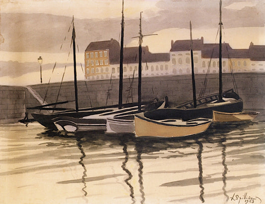 Fishing Port, Ostend, vintage artwork by Leon Spilliaert, 12x8" (A4) Poster