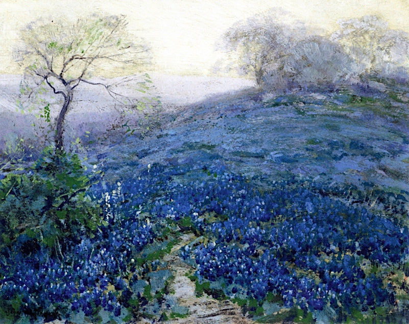 Bluebonnets, vintage artwork by Julian Onderdonk, 12x8" (A4) Poster