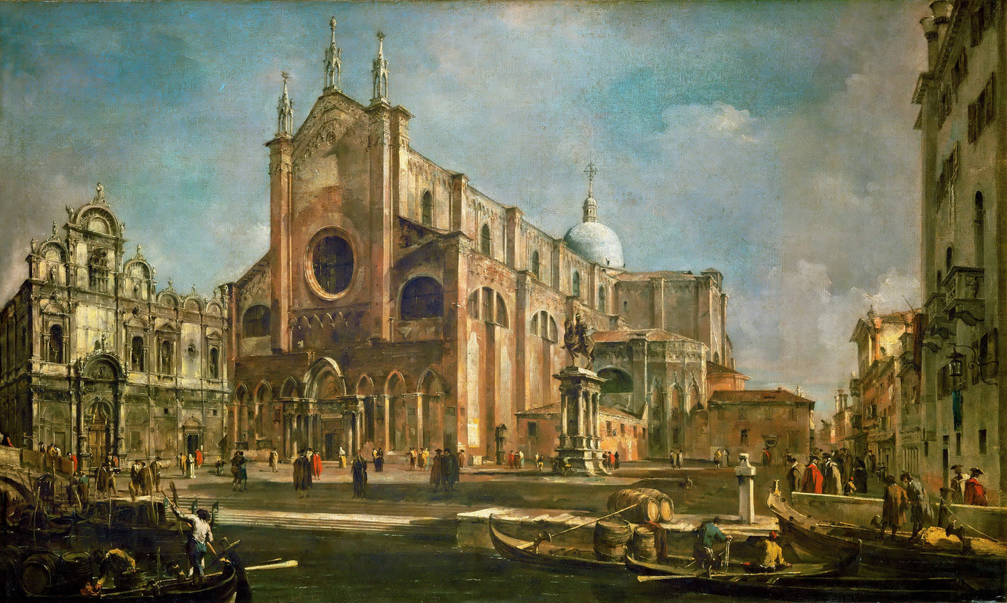 Campo di Giovanni e Paolo with the Church of San Marco, Venice, vintage artwork by Francesco Guardi, 12x8" (A4) Poster