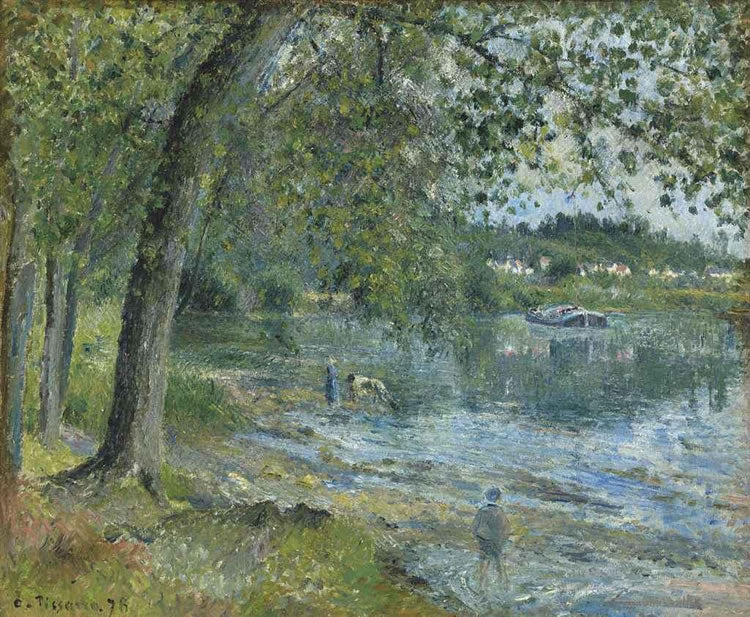 Banks of the Oise at Auvers-sur-Oise, vintage artwork by Camille Pissarro, 12x8" (A4) Poster