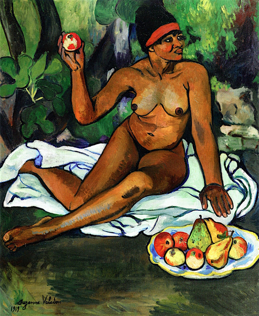 Mulatto Woman Seated with an Apple, vintage artwork by Suzanne Valadon, 12x8" (A4) Poster