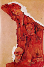 Composition with Three Male Figures, vintage artwork by Egon Schiele, 12x8" (A4) Poster