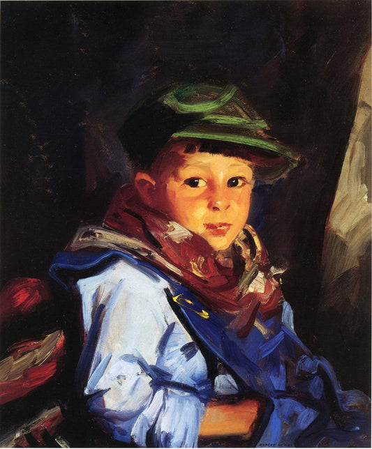 Boy with a Green Cap, vintage artwork by Robert Henri, 12x8" (A4) Poster