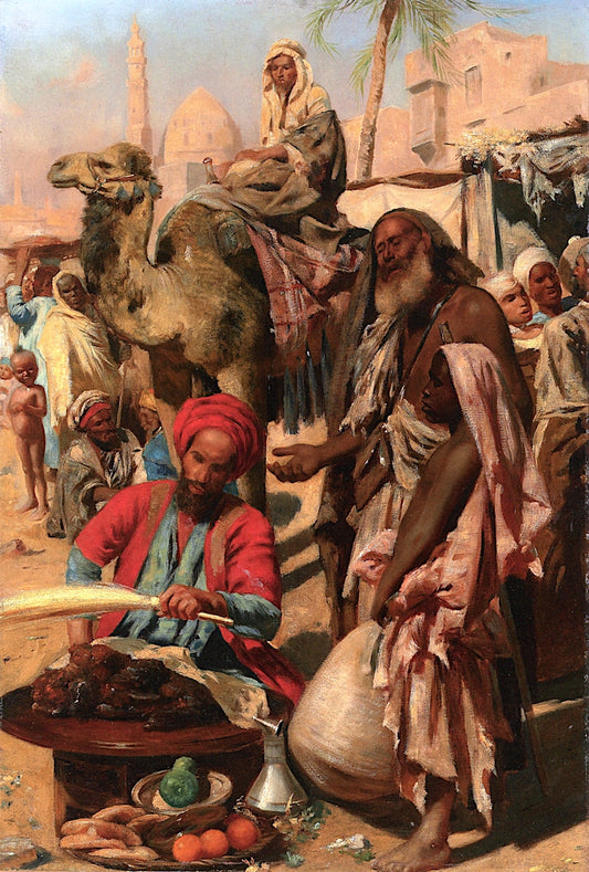A Market in Cairo, vintage artwork by Leopold Carl Müller, 12x8" (A4) Poster