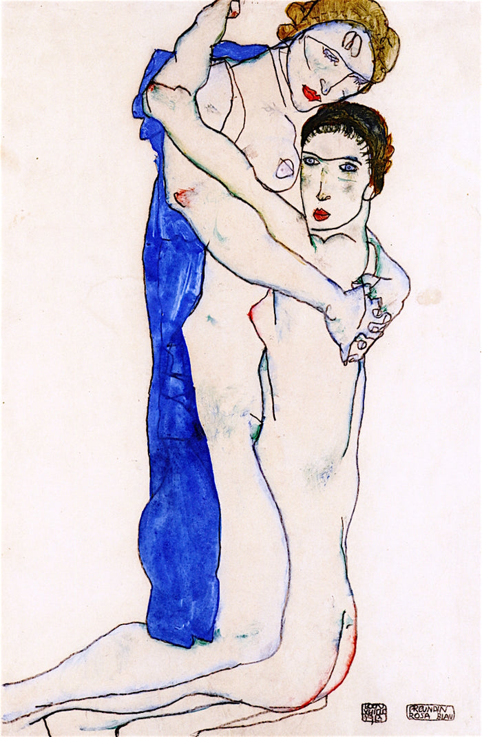 Girlfriend - Pink-Blue by Egon Schiele,16x12(A3) Poster