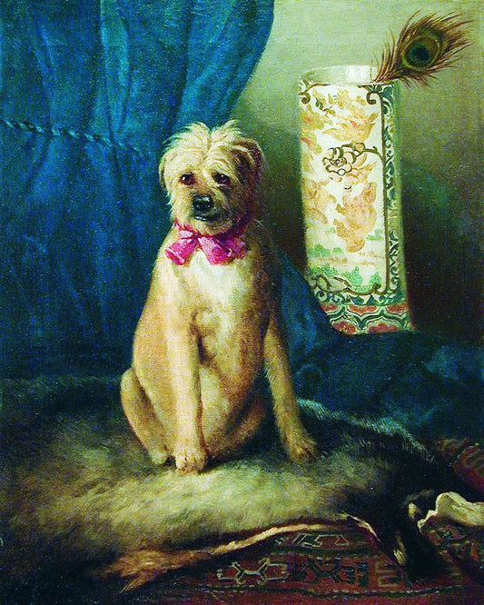 A Dog with Ribbon, vintage artwork by Nikolai Sverchkov, A3 (16x12") Poster Print