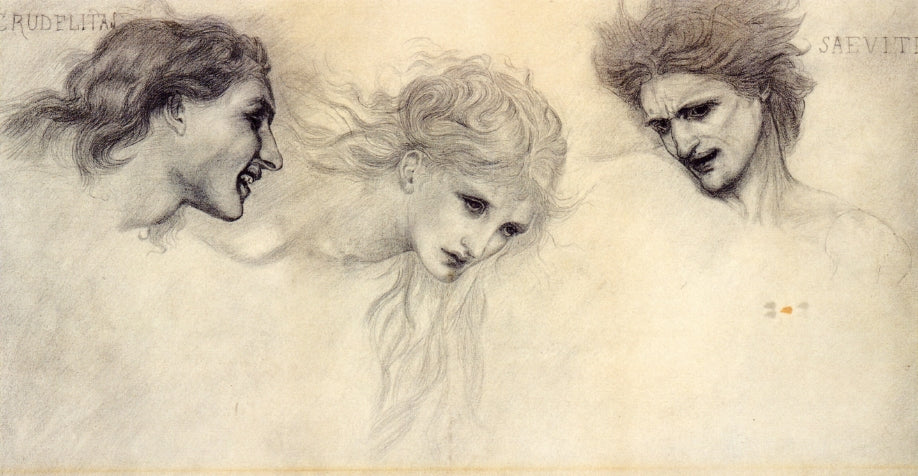 Head Study for 'The Masque of Cupid', vintage artwork by Sir Edward Burne-Jones, 12x8" (A4) Poster