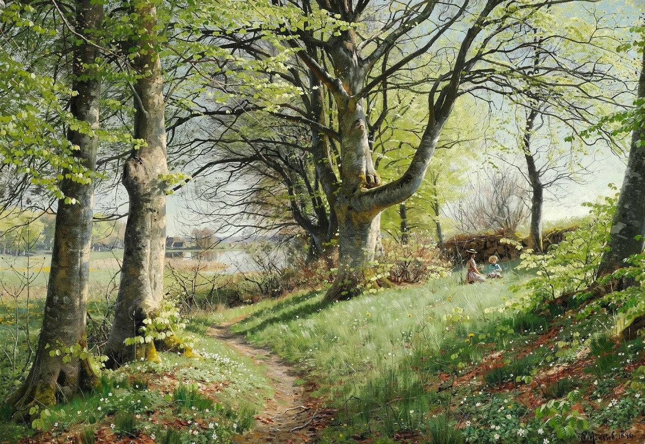 Spring day, vintage artwork by Peder Mork Mønsted, 12x8" (A4) Poster
