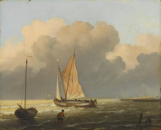 Coastal scene, vintage artwork by Ludolf Backhuysen, 12x8" (A4) Poster