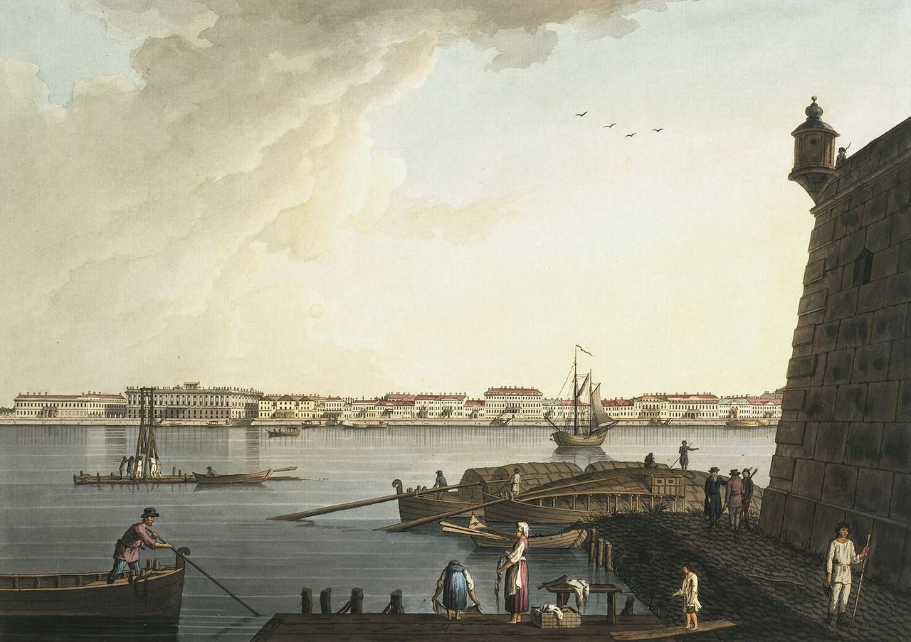 View of the Marble Palace from Peter and Paul Fortress, vintage artwork by Benjamin Patersen, 12x8" (A4) Poster