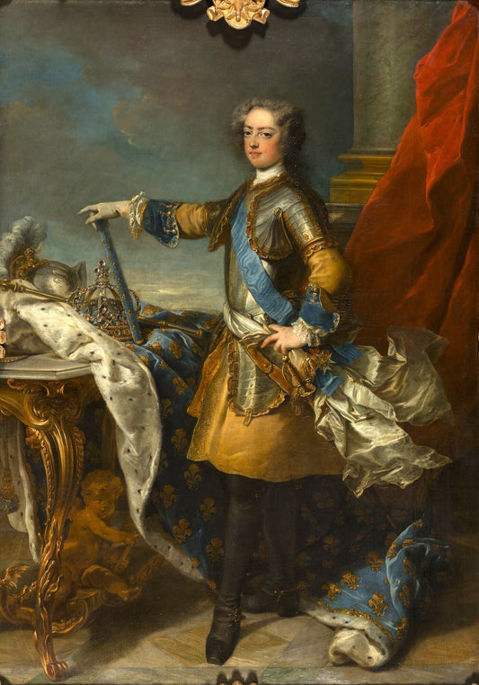 Portrait of Louis XV, King of France, vintage artwork by Jean-Baptiste Van Loo, 12x8" (A4) Poster