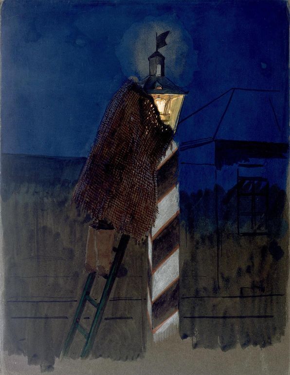 The Lamplighter, vintage artwork by Leonid Solomatkin, 12x8" (A4) Poster
