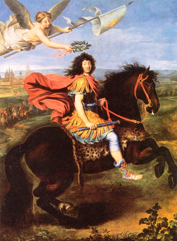 Louis XIV Crowned by  Victory After the Siege of Maastricht, vintage artwork by Pierre Mignard, 12x8" (A4) Poster