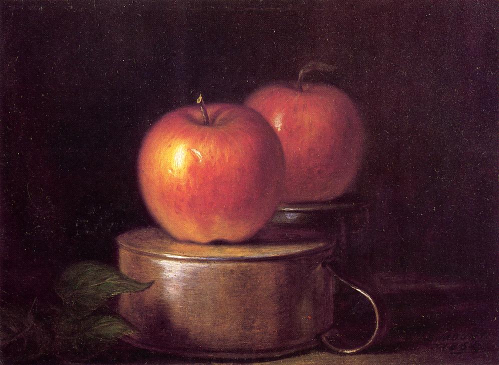 Fruit Piece: Apples on Tin Cups, vintage artwork by William Sidney Mount, A3 (16x12") Poster Print