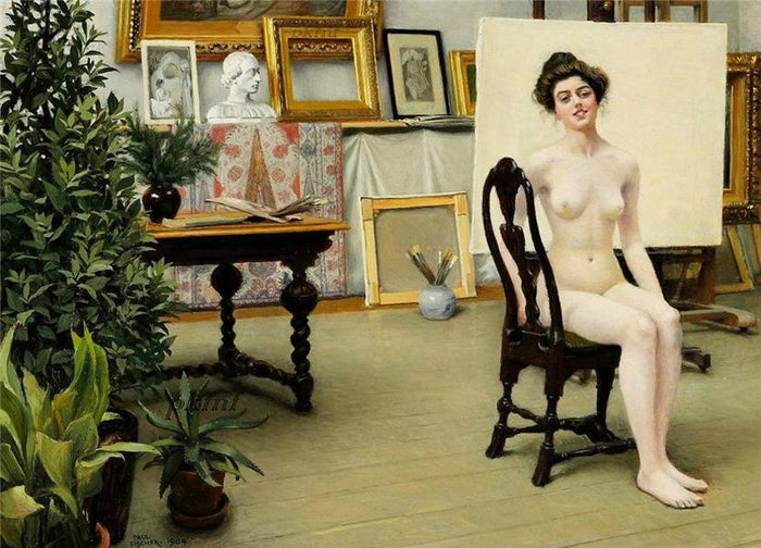 From the artist's studio by Paul-Gustave Fischer,A3(16x12