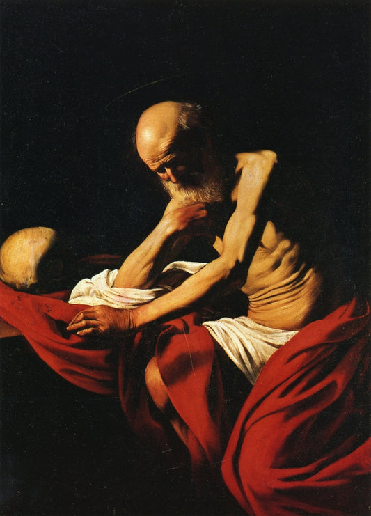 Penitent Saint Jerome, vintage artwork by Caravaggio, 12x8" (A4) Poster