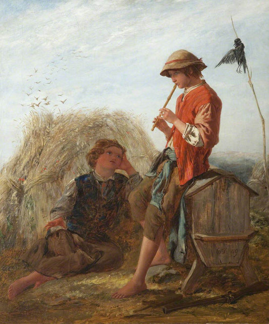 Shepherd Boys and the Scarecrow, vintage artwork by Paul Falconer Poole, R.A., R. I., A3 (16x12") Poster Print