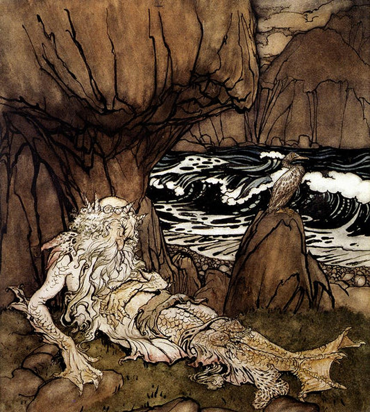 Poseidon, vintage artwork by Arthur Rackham, 12x8" (A4) Poster