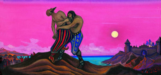 The Fight of Mstislav and Rededya, vintage artwork by Nicholas Roerich, 12x8" (A4) Poster