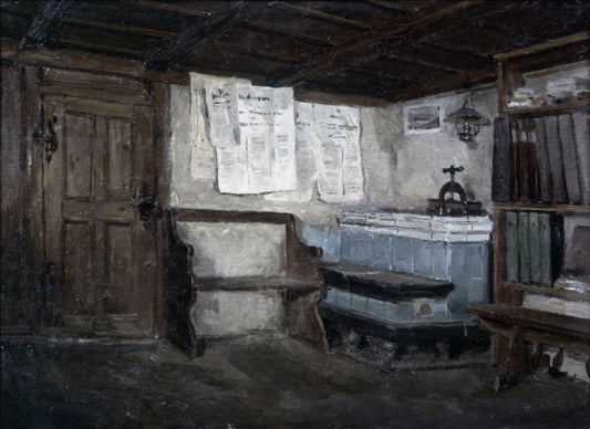 Interior (study), vintage artwork by Albert Anker, 12x8" (A4) Poster