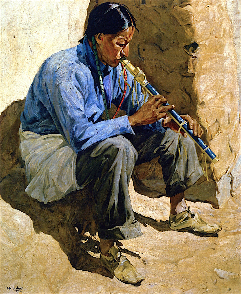 Lonesome Song, vintage artwork by Walter Ufer, 12x8" (A4) Poster