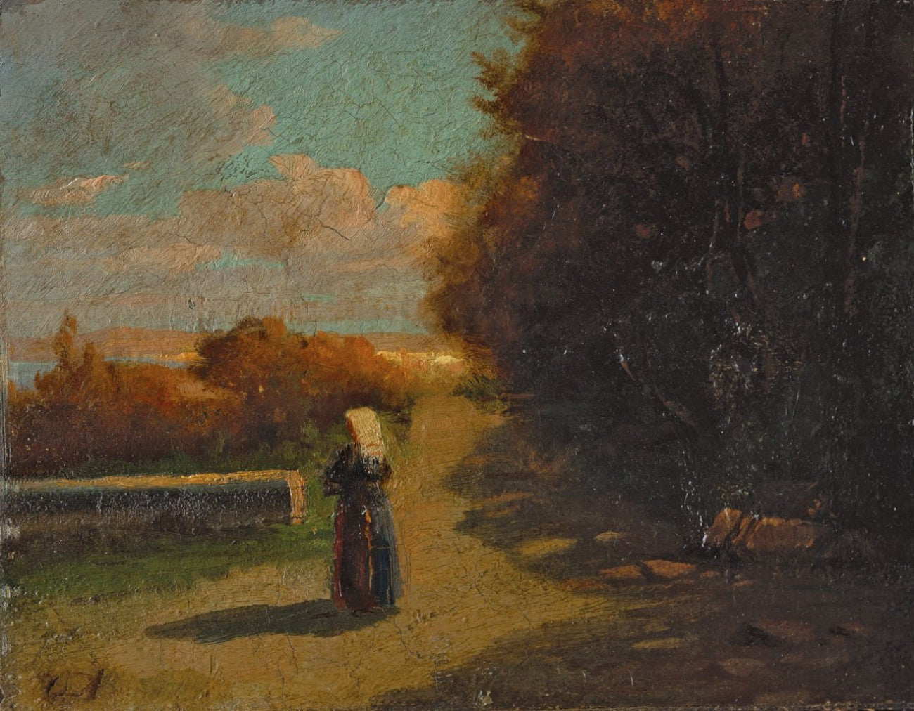 Italian Sketch, vintage artwork by Oswald Achenbach, 12x8" (A4) Poster