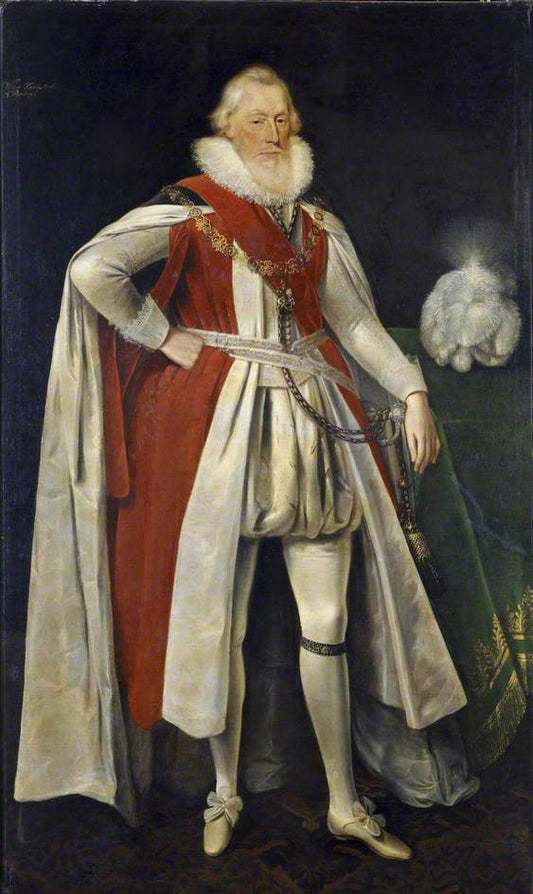 William Knollys, Viscount Wallingford, later 1st Earl of Banbury, vintage artwork by Attributed to Daniël Mijtens, 12x8" (A4) Poster