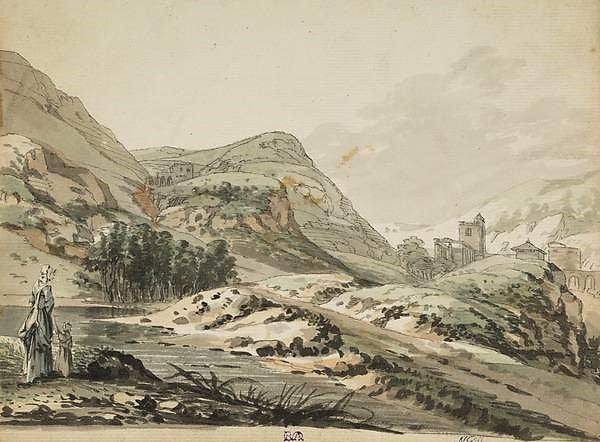 St Margaret's Loch, vintage artwork by Paul Sandby , R.A., 12x8" (A4) Poster
