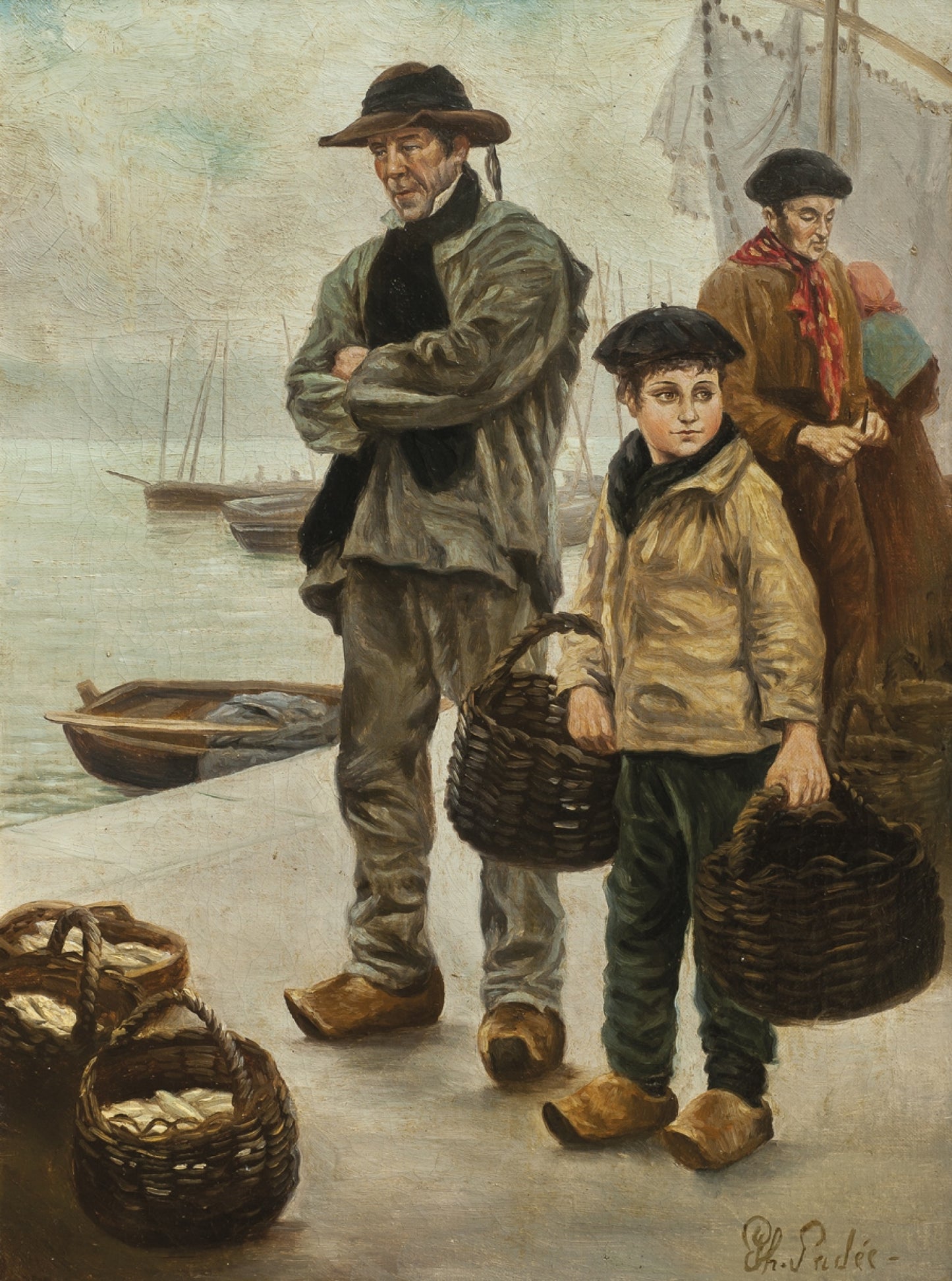 Fish Vendors, vintage artwork by Philip Lodewijk Jacob Frederik Sadee, 12x8" (A4) Poster