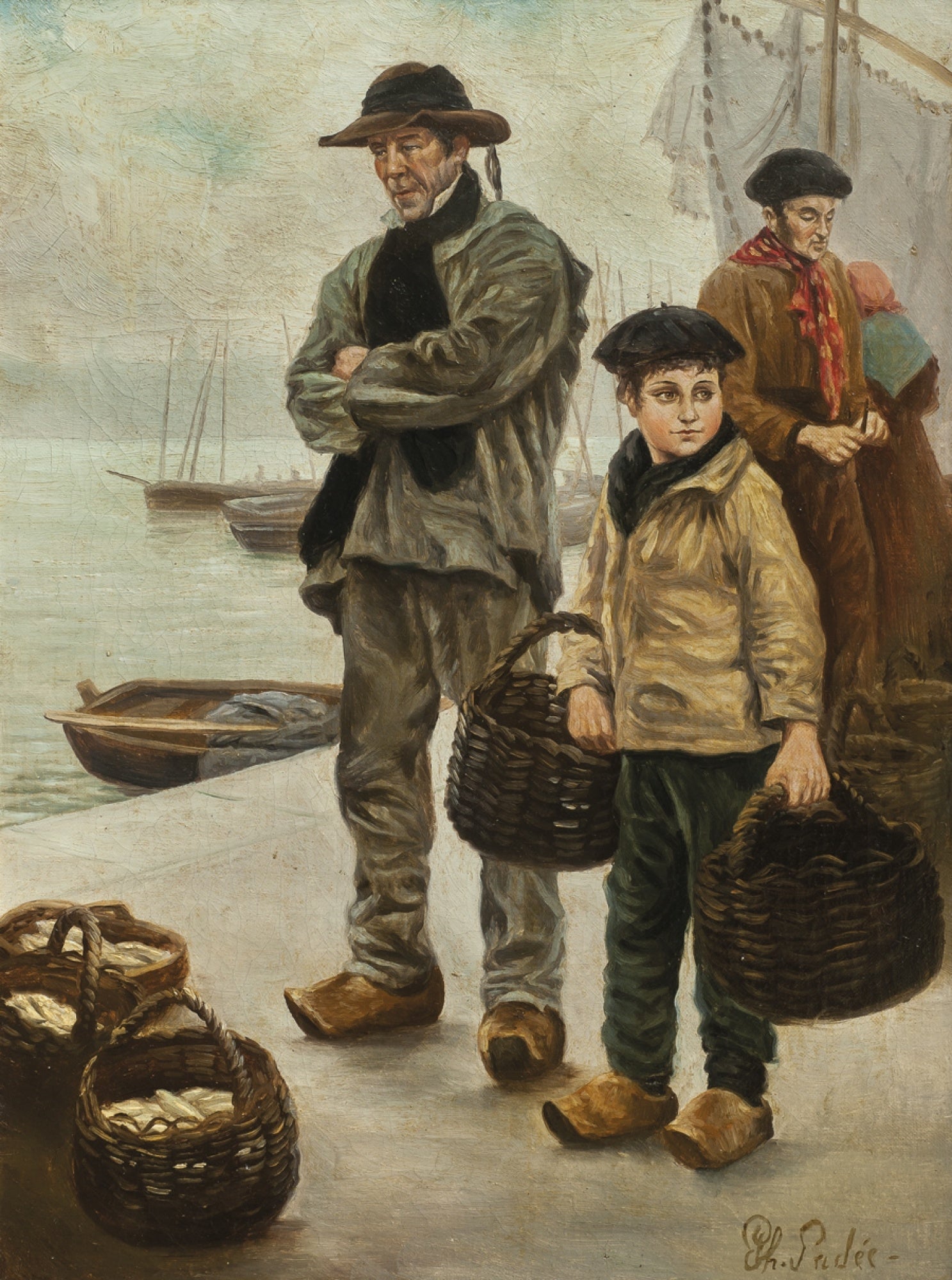 Fish Vendors, vintage artwork by Philip Lodewijk Jacob Frederik Sadee, 12x8" (A4) Poster