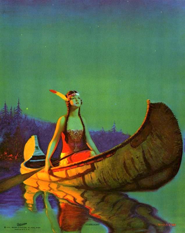 Indian Girl in a Canoe by Edward Mason Eggleston,16x12(A3) Poster