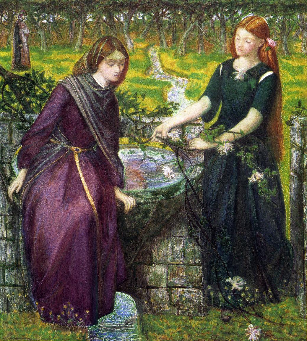 Dante's Vision of Rachel and Leah, vintage artwork by Dante Gabriel Rossetti, 12x8" (A4) Poster