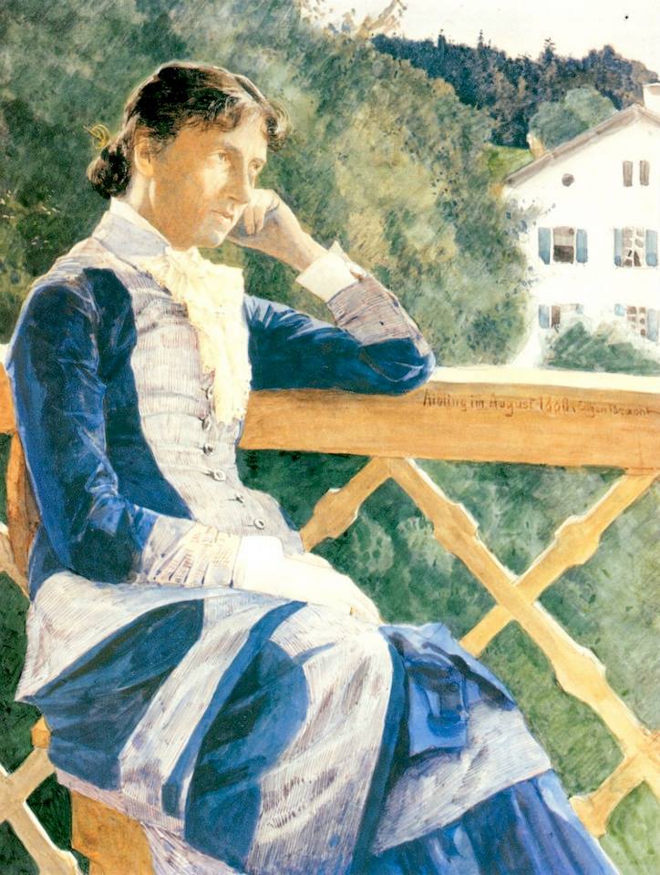 Portrait of Maria Bracht, vintage artwork by Eugen Felix Prosper Bracht, 12x8" (A4) Poster