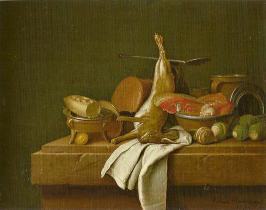 Still life with dead hare, vintage artwork by Peter Jacob Horemans, 12x8" (A4) Poster