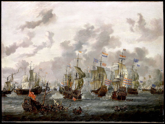 The Four Days' Battle, vintage artwork by Abraham Jansz. Storck, 12x8" (A4) Poster