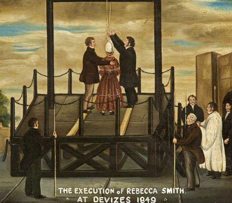 The Execution of Rebecca Smith at Devizes, 1849, vintage artwork by British School 19th Century - Unknown, A3 (16x12") Poster Print