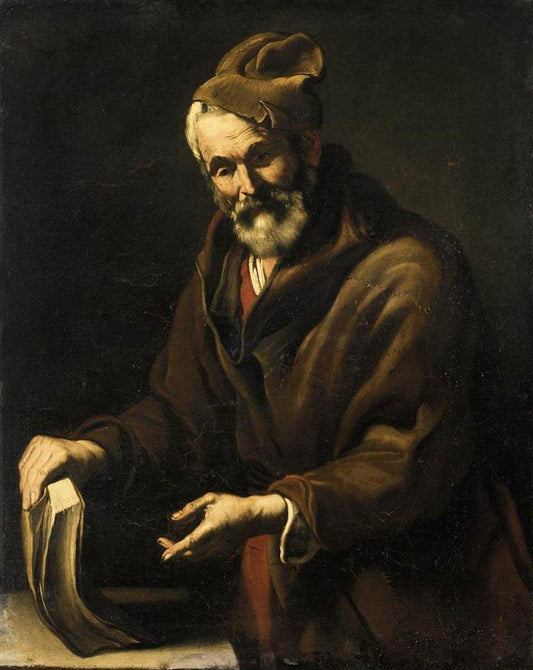 Portrait of a Philosopher, vintage artwork by Salvator Rosa, 12x8" (A4) Poster