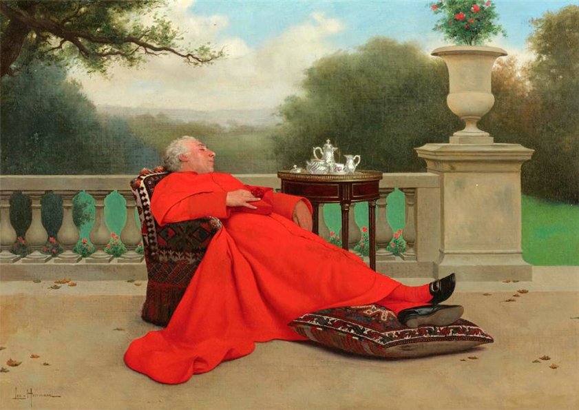 The Cardinal's Nap, vintage artwork by Leo Herrmann, 12x8" (A4) Poster