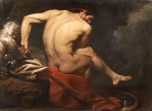 Greek Soldier Resting, vintage artwork by François-Xavier Fabre, 12x8" (A4) Poster