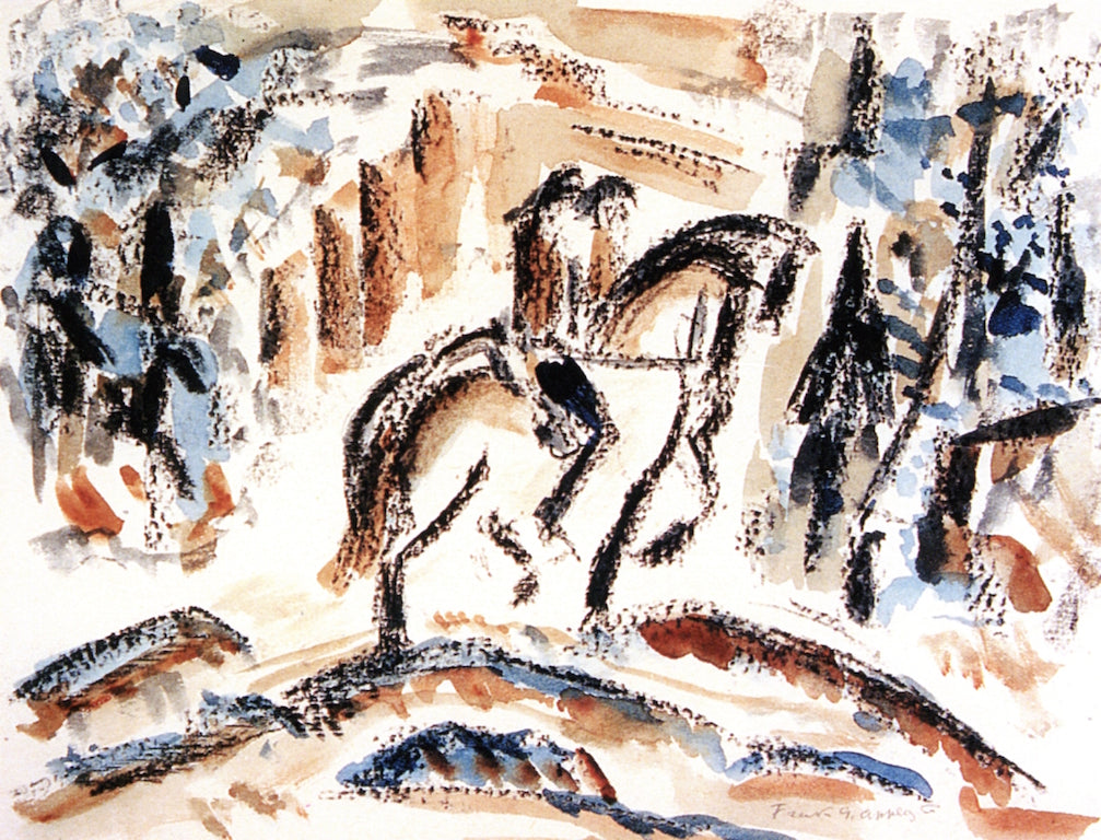 Two Horsemen, vintage artwork by Frank Applegate, 12x8" (A4) Poster