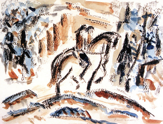 Two Horsemen, vintage artwork by Frank Applegate, 12x8" (A4) Poster